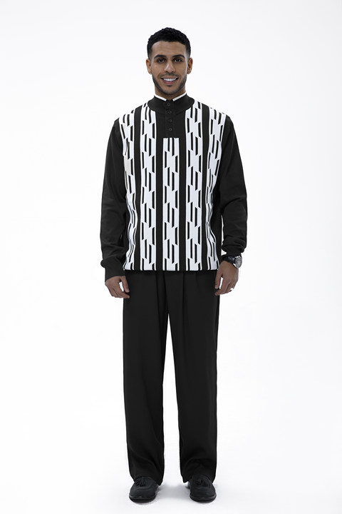 Suitmens Black Knitted Walking Suit Long Sleeve Suit