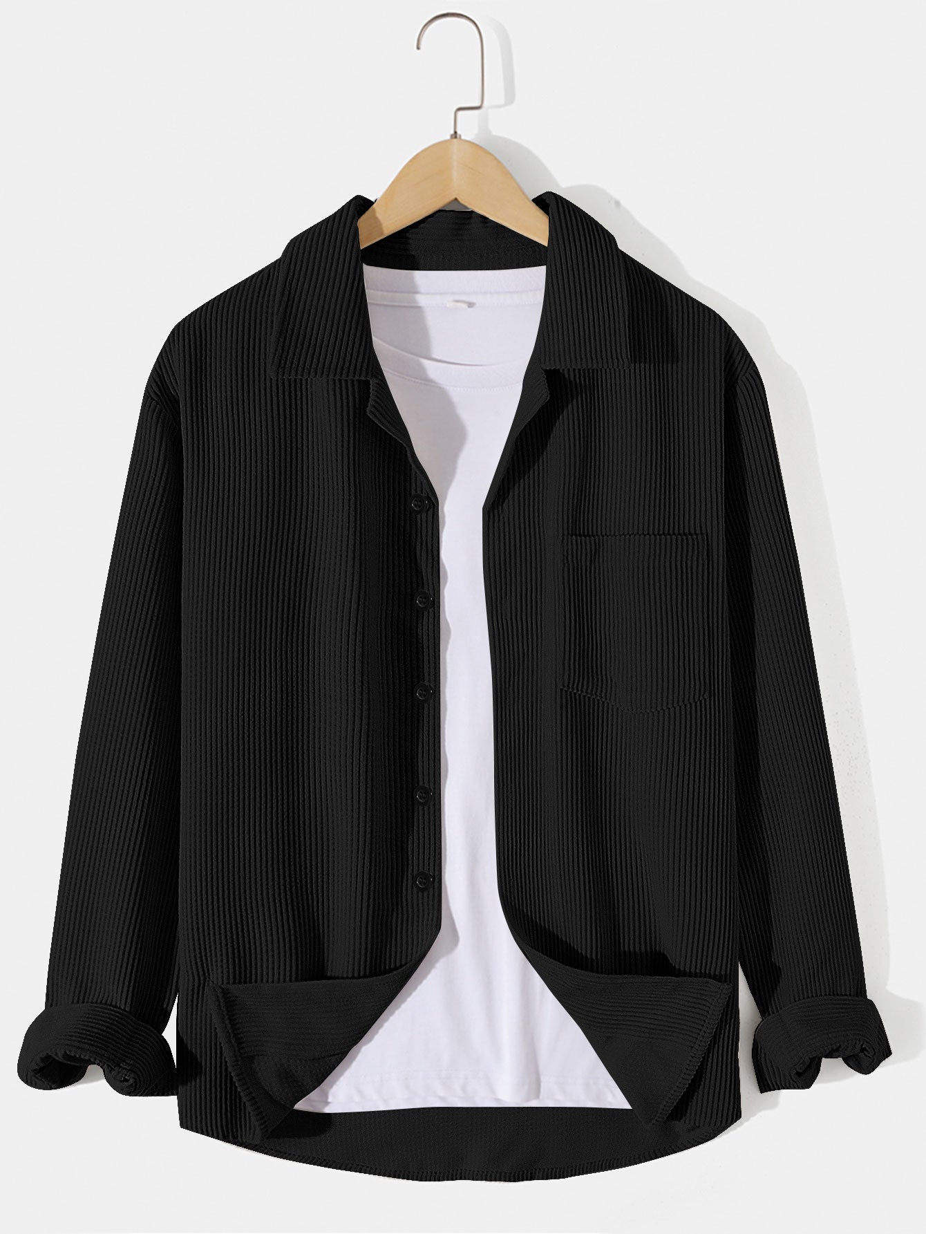 Long Sleeved Corduroy Revere Collar Shirt